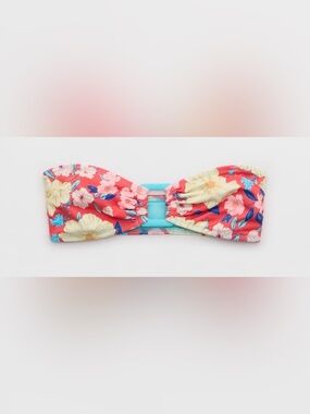 NWT Aerie Ring Bandeau Bikini Top in Red Floral - Size XL
